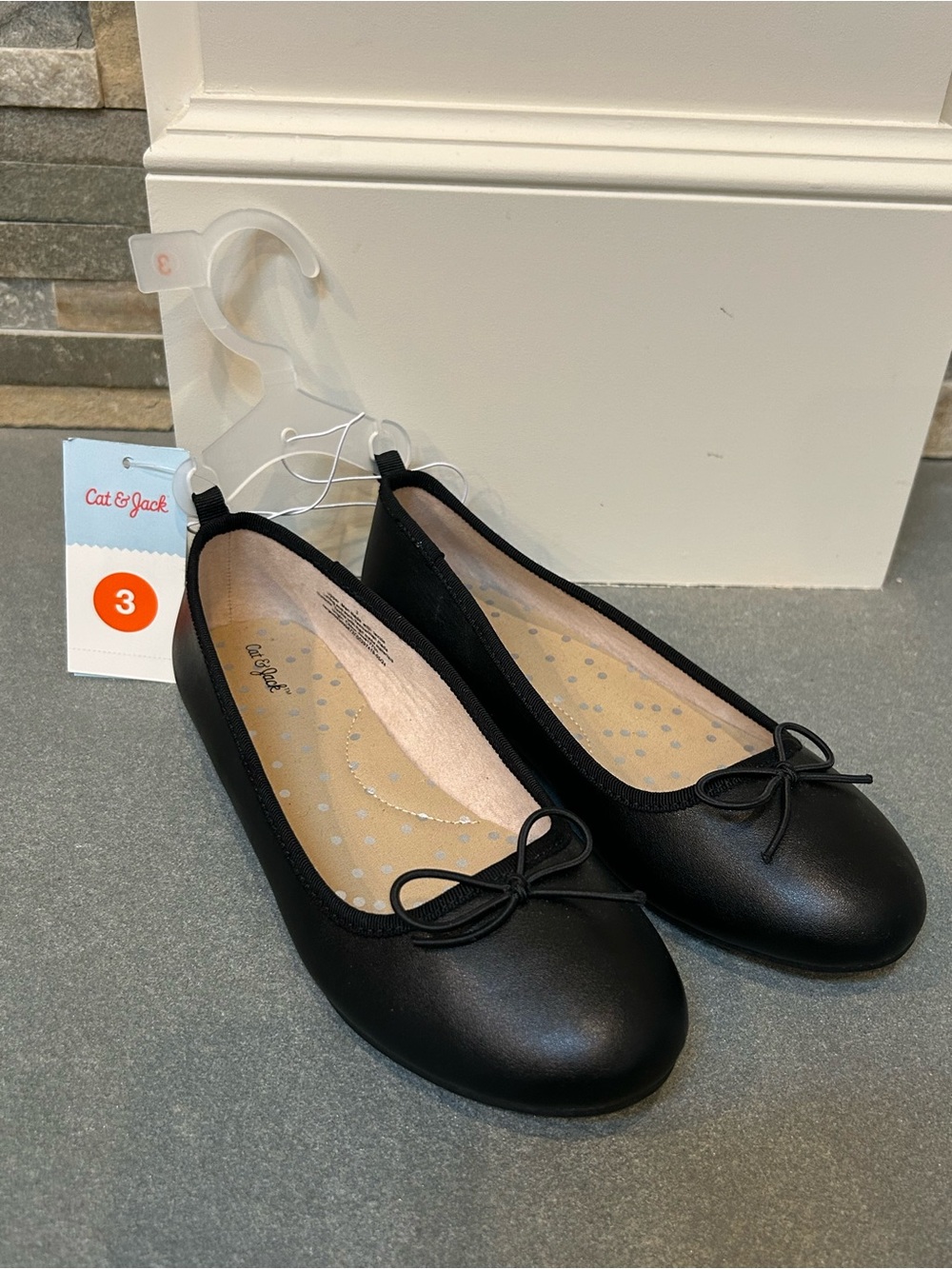 Cat & Jack Black Girls' Ballet Flats with Bow